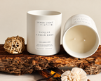 Vanille + Cassia Bark candle with cinnamon, vanilla and warm spice fragrance notes