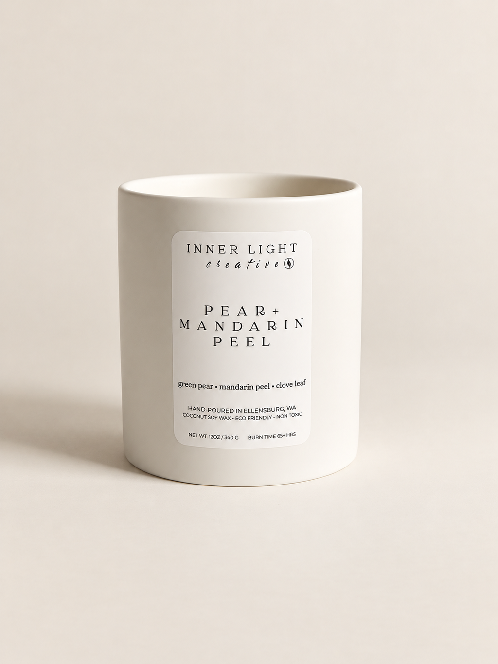 Pear + Mandarin Peel coconut soy candle by Inner Light Creative