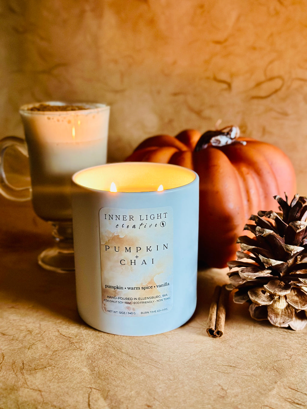 Pumpkin + Chai | 12oz Hand-Poured Coconut Soy Wax Candle