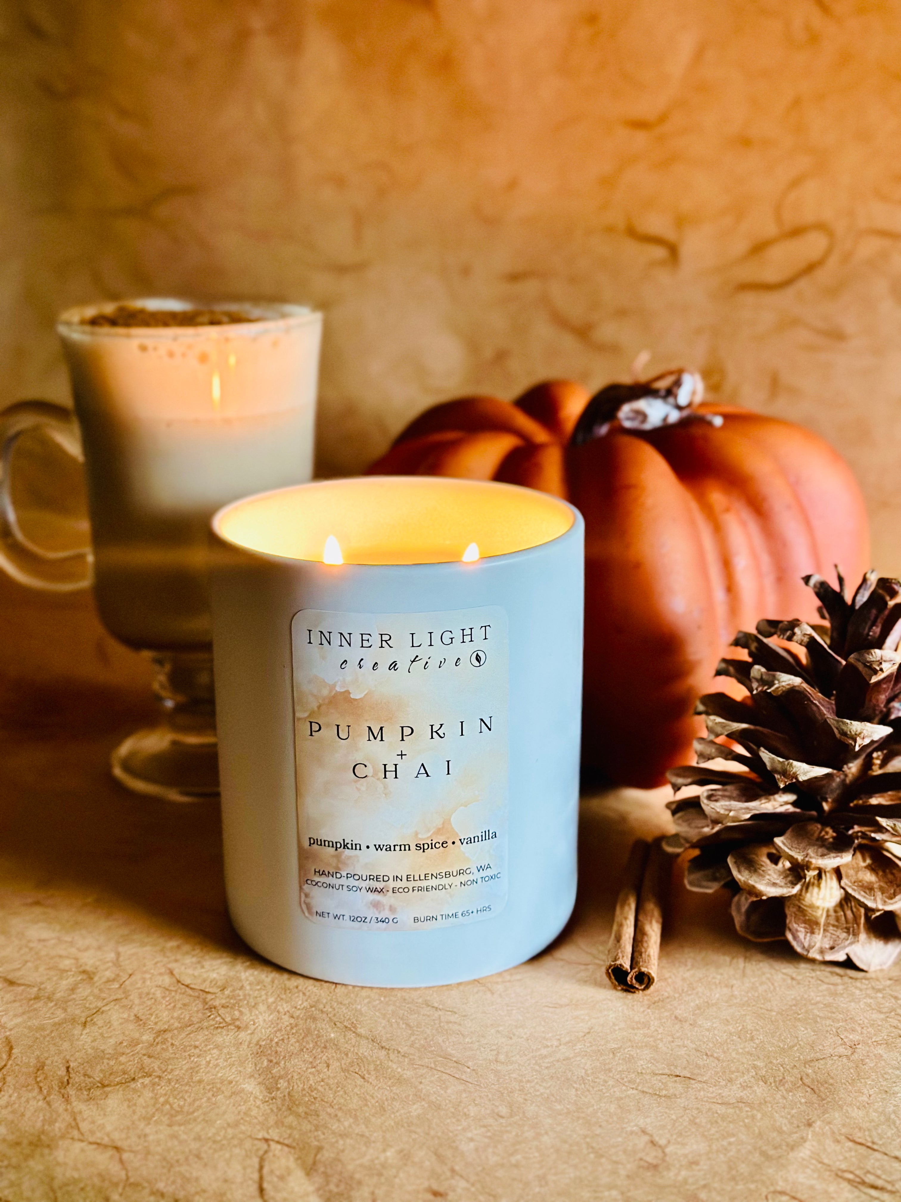 Pumpkin + Chai | 12oz Hand-Poured Coconut Soy Wax Candle